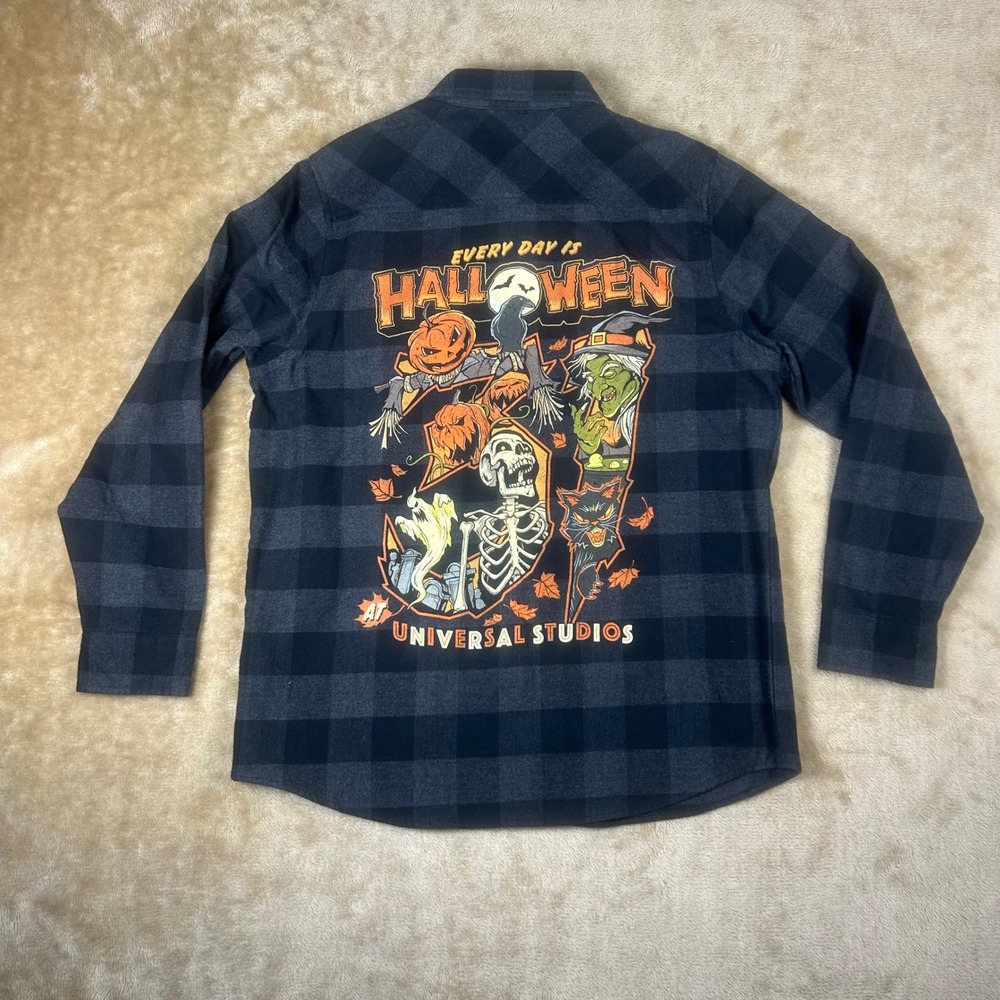 Universal Studios Halloween Horror Nights 2022 Flannel Shirt Mens Large Black - Picture 6 of 8